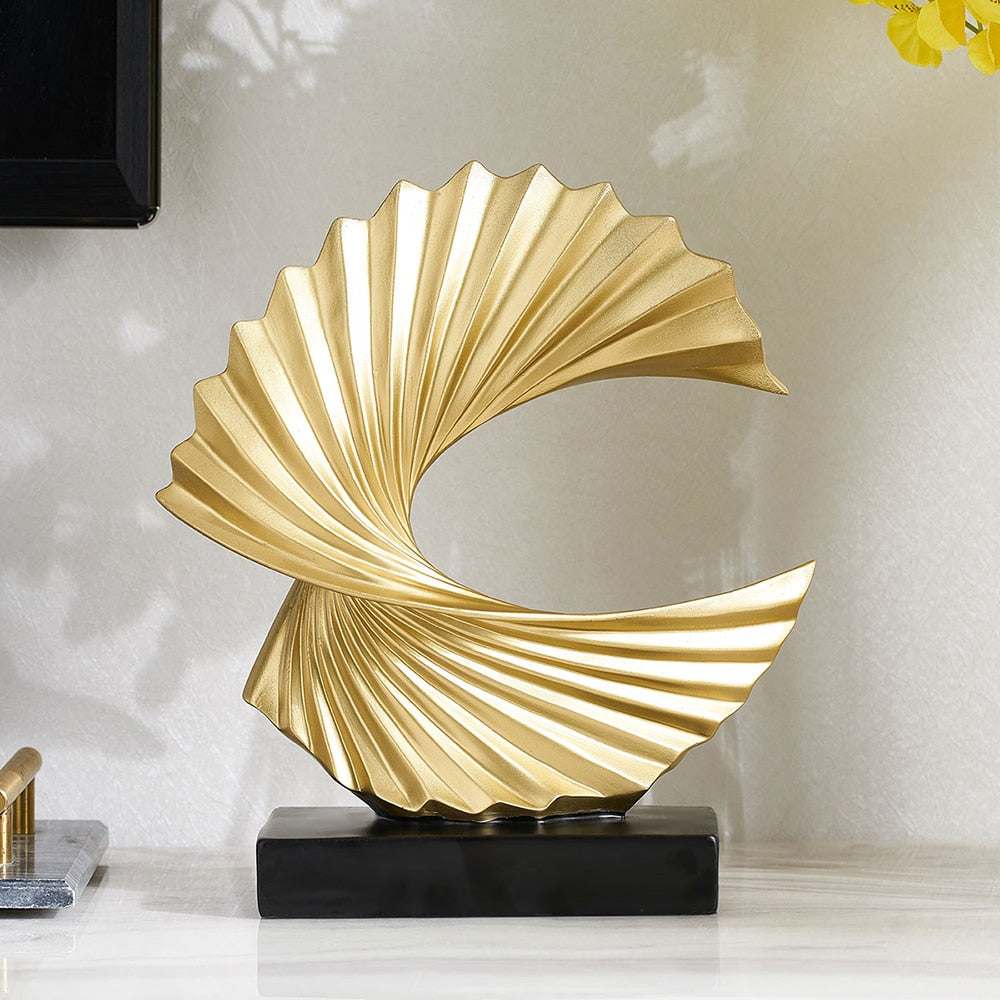 Golden White Twisted Abstract Statue
