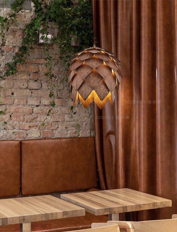 Pine Cone Solid Wood Chandelier