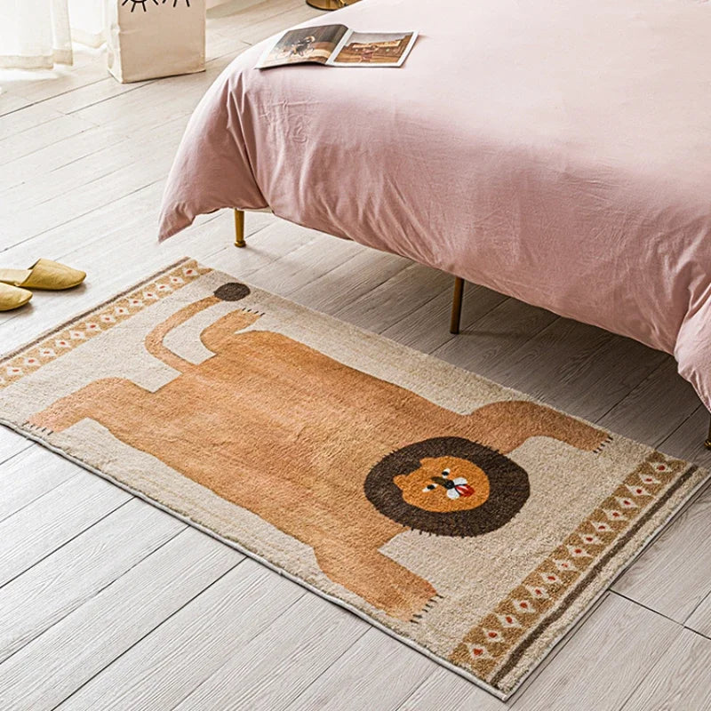MokoMoko Funny Face Lion & Leopard Art Carpet Area Rug