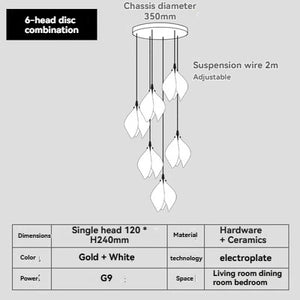 Carl Lighting Ceramic White Magnolia Jade Chandelier