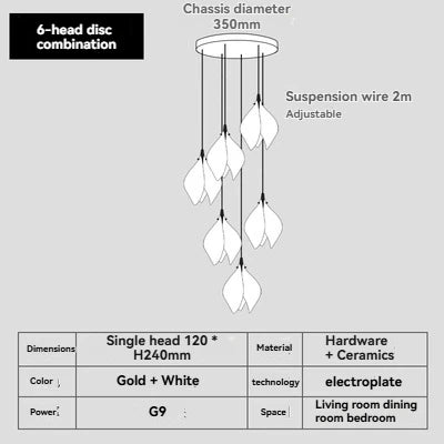 Carl Lighting Ceramic White Magnolia Jade Chandelier
