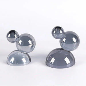 Gestapelte Kugel-Kerzenhalter aus Kristall