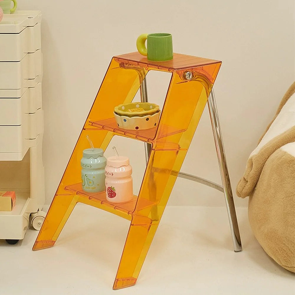 de homê Acrylic Transparent Foldable 3 Step ladder