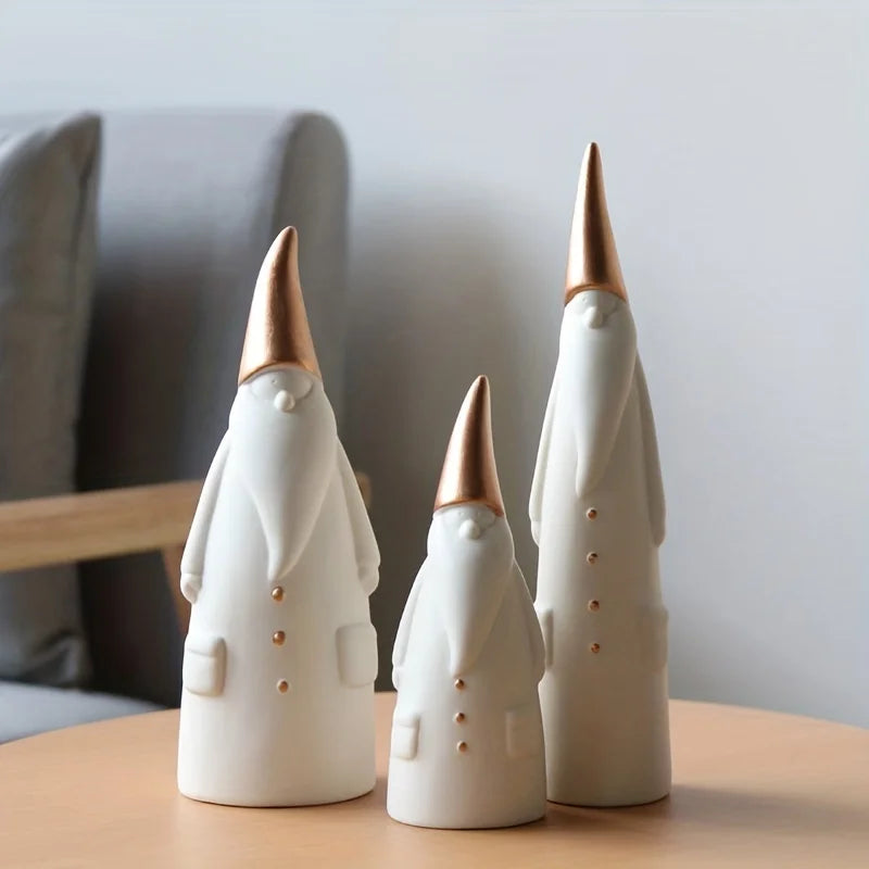 Christmas White Santa Ceramic Shelf Ornament Set
