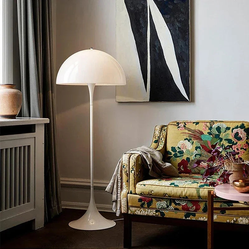 Danish Mid-Century Modern White Mushroom Floor Lamp