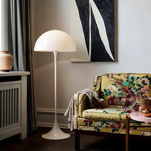 Lampadaire danois moderne du milieu du siècle en forme de champignon blanc