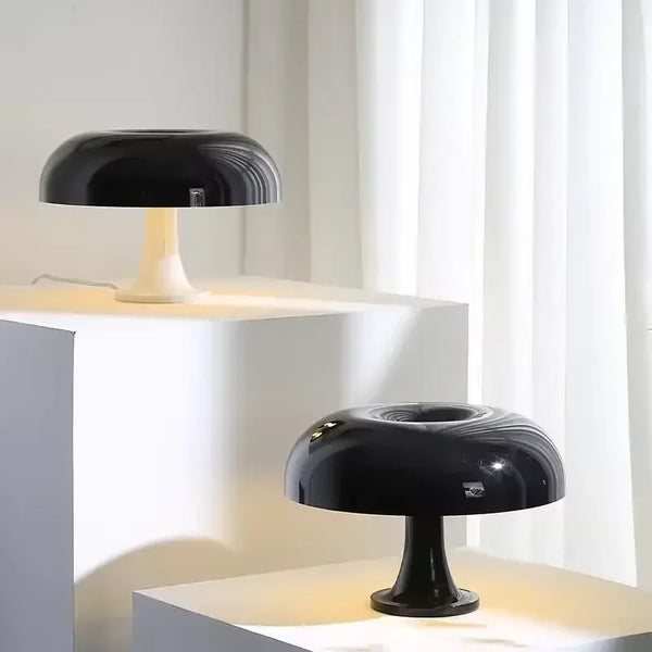 Bauhaus Wide Black Mushroom Table Lamp