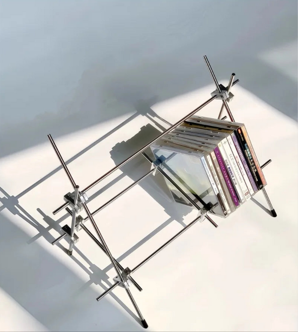 Studio Lima Stainless Steel Record Display Stand Rack