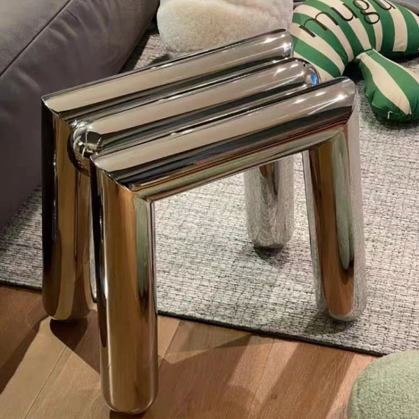 Mirror Stainless Steel Ottoman Stool