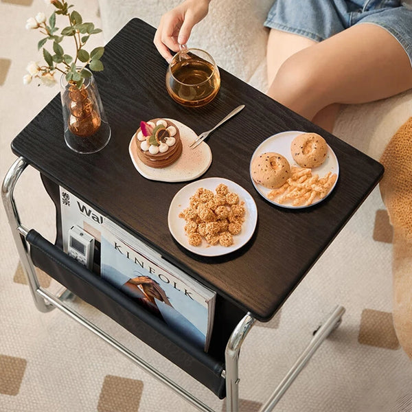 Movable Stainless Steel Midcentury Retro Magazine Rack Table