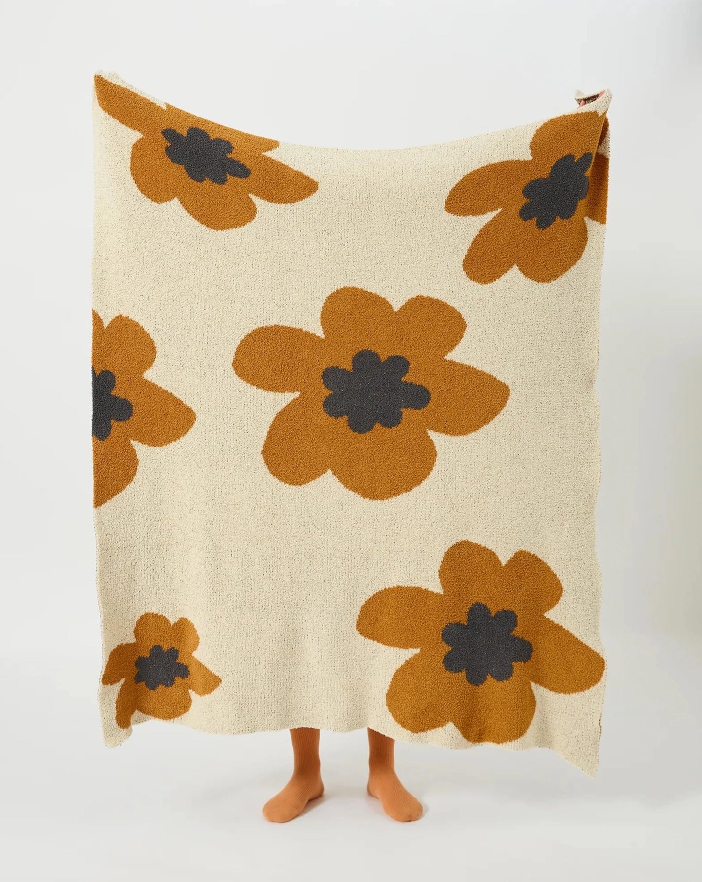 Floral Knitted Microfiber Throw Blanket