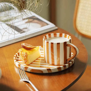 Ceramic Brush Touch Art Striped Plate