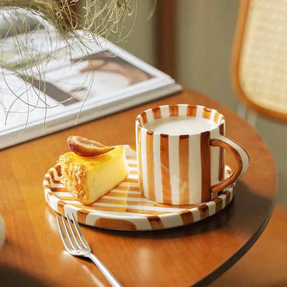 Ceramic Brush Touch Art Striped Plate