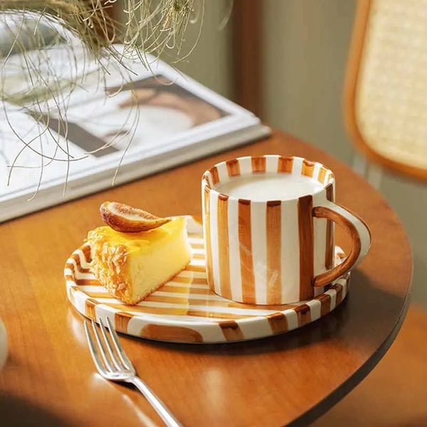 Ceramic Brush Touch Art Striped Plate