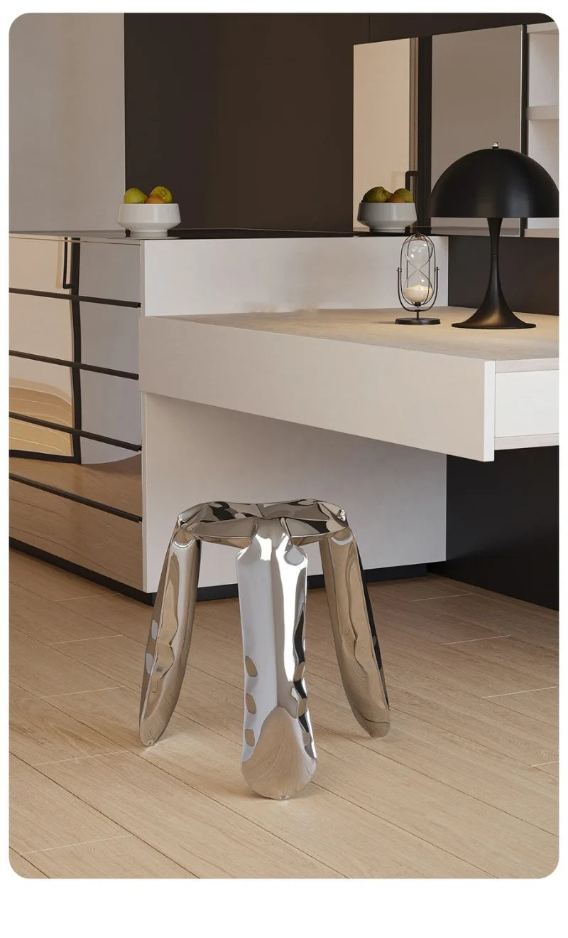 Minimalist Crumpled Design Stainless Steel Stool