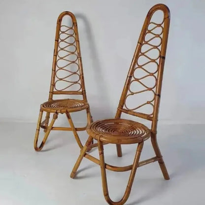 Hand-Crafted Japanese High Back Rattan Chair