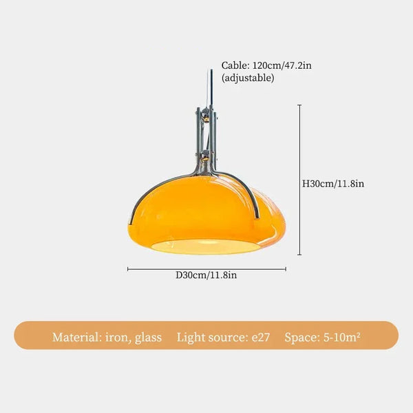 Orbix Bauhaus Amber Glass Dome Pendant Ligh