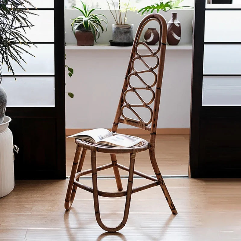 Hand-Crafted Japanese High Back Rattan Chair