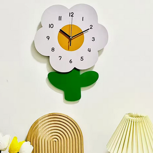 Cartoon Daisy Minimalistic Design Wall Clock