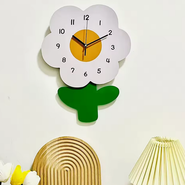 Cartoon Daisy Minimalistic Design Wall Clock