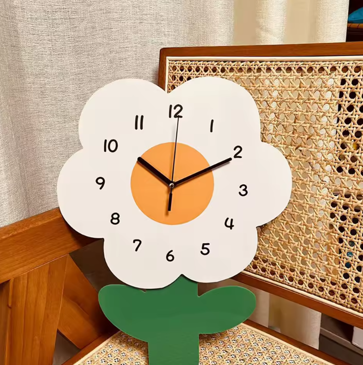 Cartoon Daisy Minimalistic Design Wall Clock