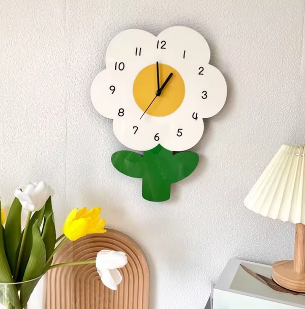 Cartoon Daisy Minimalistic Design Wall Clock
