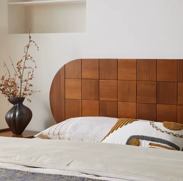 Mingdian Vintage Solid Oak Wood Slatted Bed Frame