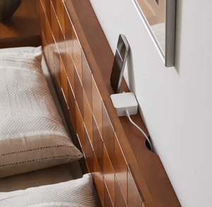 Mingdian Vintage Solid Oak Wood Slatted Bed Frame