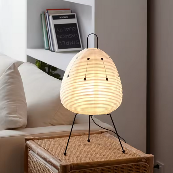 Japanische Laternenlampe aus Reispapier im Wabi-Sabi-Stil