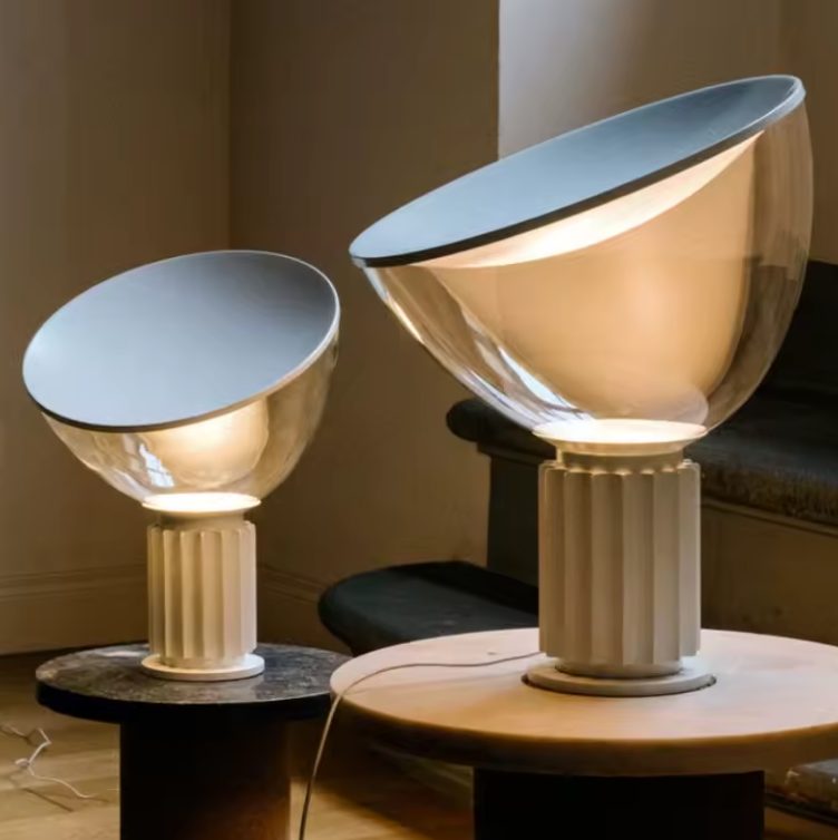 Lampe à bol transparente de style italien en chrome