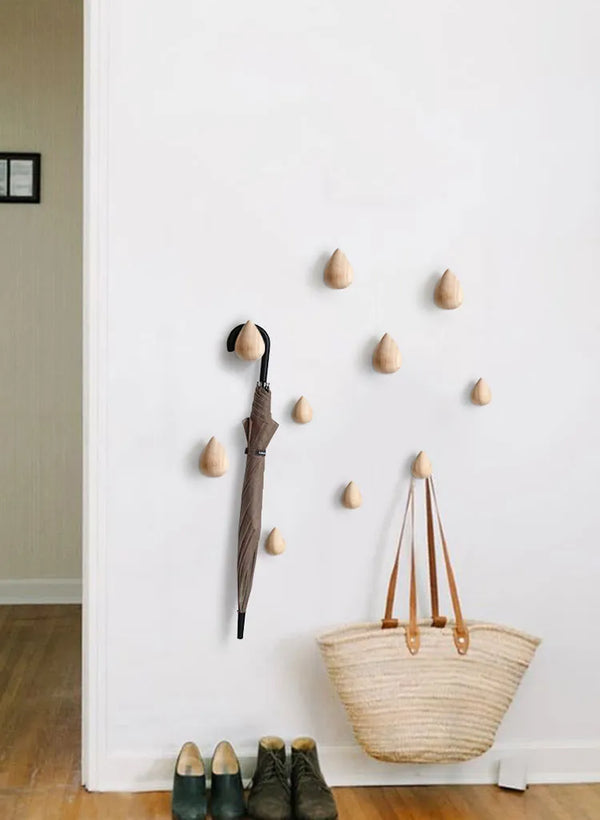 天然木製レインドロップハンガー