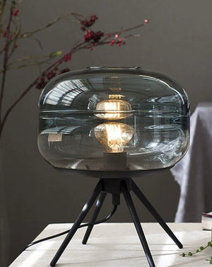 Lampe en forme de bol en verre transparent