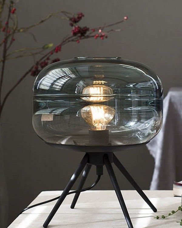 Lampe en forme de bol en verre transparent