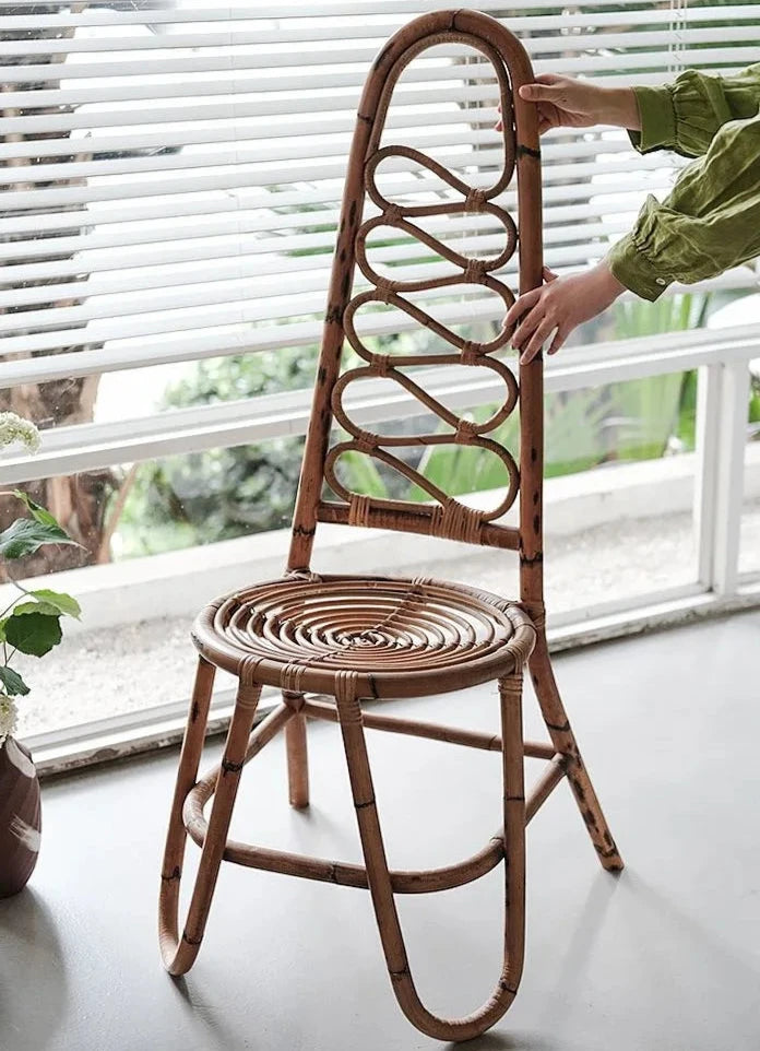 Hand-Crafted Japanese High Back Rattan Chair