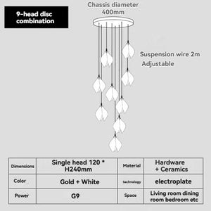 Carl Lighting Ceramic White Magnolia Jade Chandelier