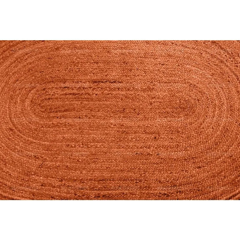 Orange Oval Boho Hand-Braided Jute Rug [Exclusive]