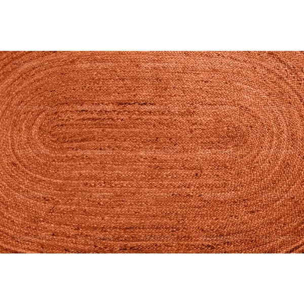 Orange Oval Boho Hand-Braided Jute Rug [Exclusive]
