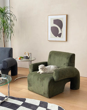 Sofá de salón con brazos de pana danesa