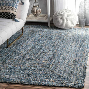 Hand-Braided Natural Jute and Denim Rug [Exclusive]