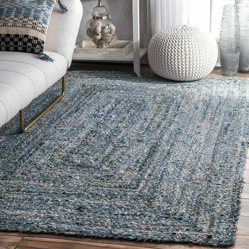 Hand-Braided Natural Jute and Denim Rug [Exclusive]