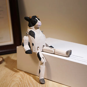 Hand-Carved Wooden Cow Puppet