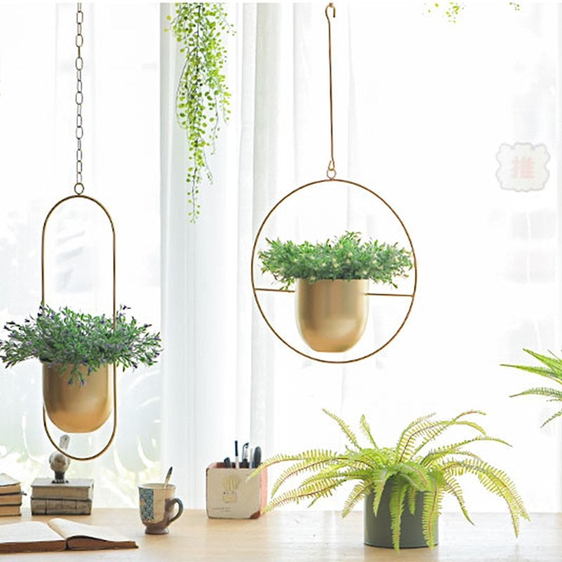 Swinging Chain Metal Hanging Flower Pot