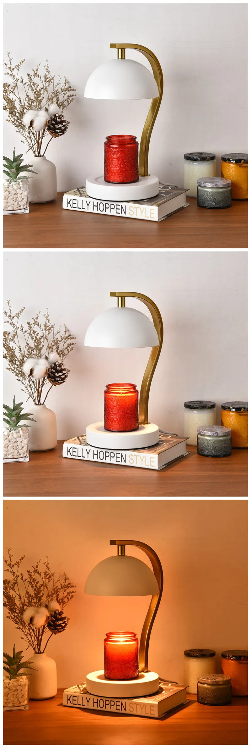 Golden Curved Bar Stand Retro Candle Warmer