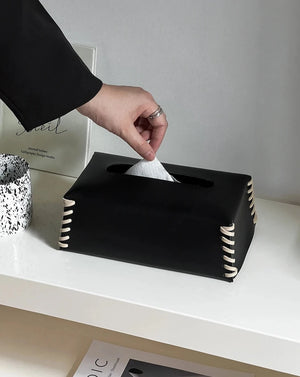 Woven Leather Hand-Crafted Tissue Holder