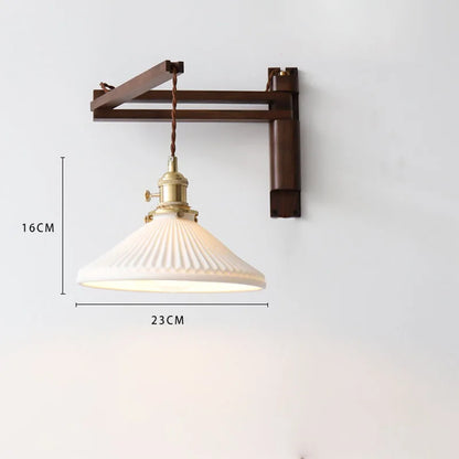 Japanese Retro Walnut Folding Wall Lamp