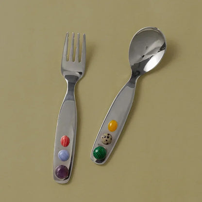 Jelly Bean Stainless Steel Dessert Fork & Spoon