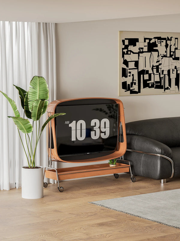 do-ma MCM Stainless Solid Wood  Steel Media Console TV Stand