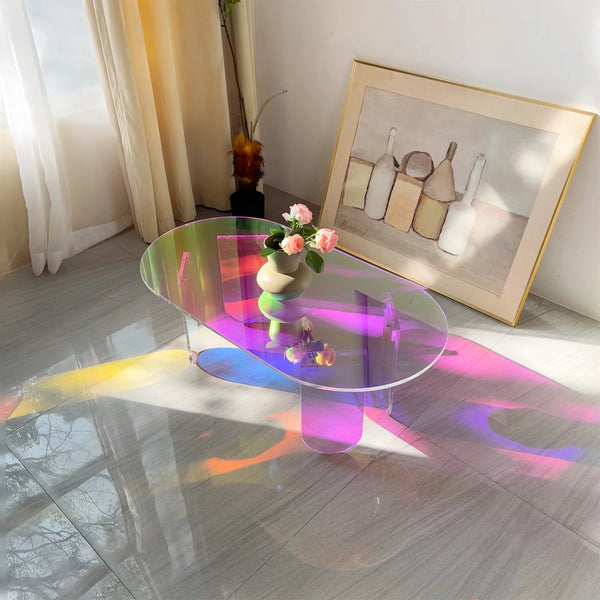 Iridescent Oval Acrylic Coffee Table