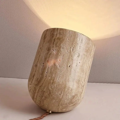 Modern Travertine Stone Table & Floor Lamp