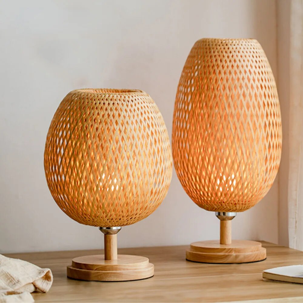 Vintage Wicker Dimmable Table Lamp